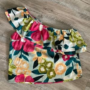 One shoulder floral top